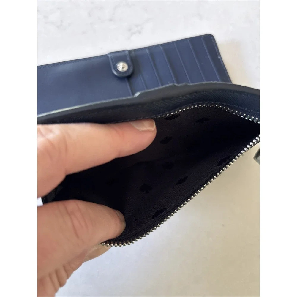 Kate‎ Spade Cameron Leather Large Slim Wallet - Light Blue/Navy Excellent